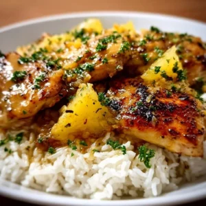 Delicious Hawaiian Chicken served with Coconut Rice for a tropical dinner