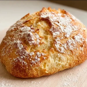 Freshly baked No Knead Italian Artisan Bread with a crusty exterior and soft interior.