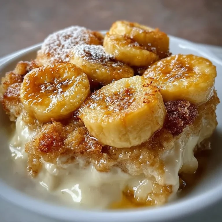 Delicious southern banana cobbler dessert topped with whipped cream