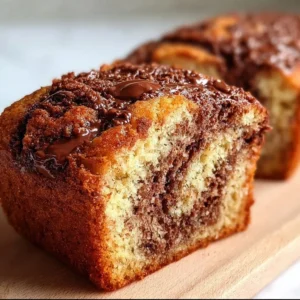 Delicious Nutella swirl banana bread loaf fresh from the oven