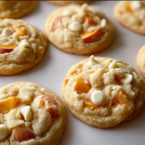Homemade Peaches and Cream Cookies with fresh peach slices