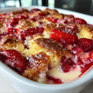 Delicious strawberry cream cheese cobbler dessert ready to be served