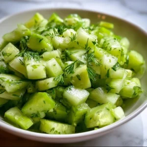 Fresh cucumber celery salad with green apple, perfect for a healthy side dish.