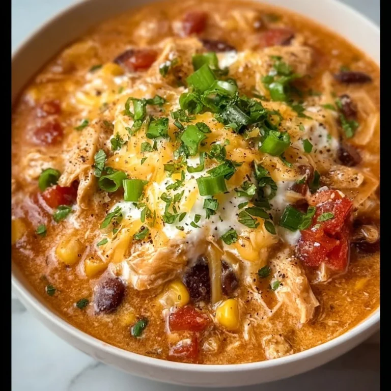 Bowl of slow cooker cheesy chicken chili garnished with cheese and cilantro