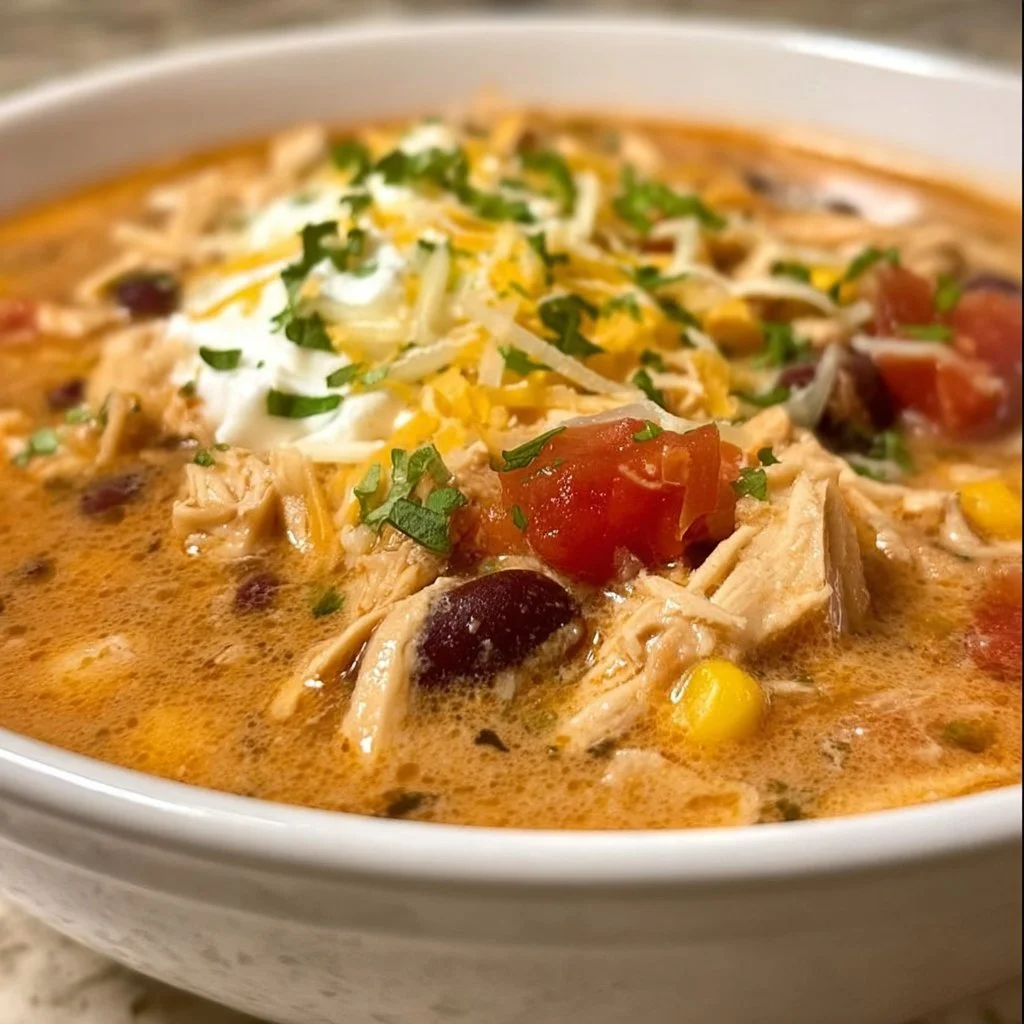 Slow Cooker Cheesy Chicken Chili
