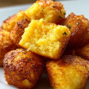 Southern style honey butter cornbread poppers appetizer served in a platter