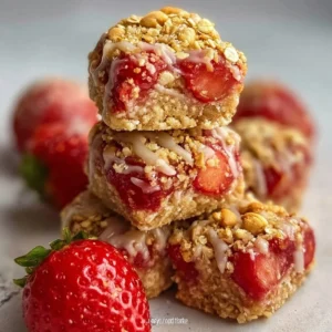 Delicious and healthy Strawberry Cashew Oat Bars with oats and nuts