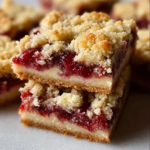 Strawberry shortcake streusel bars on a dessert plate with fresh strawberries.